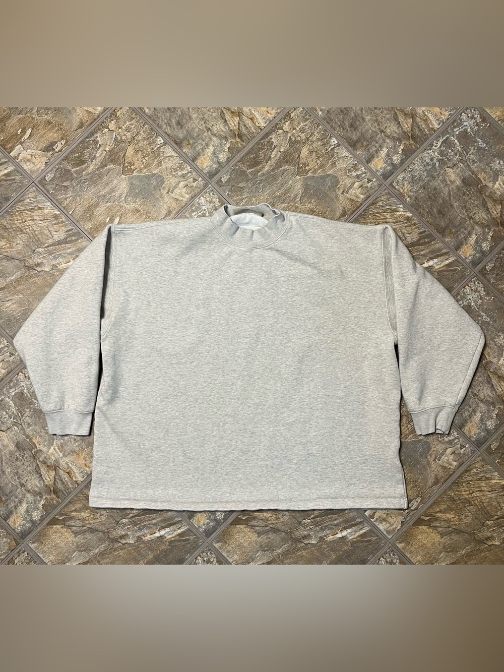Fear of God Essentials Sweater Mens XL Oversized Fit Gray Mock Neck Pullover - Picture 3 of 8